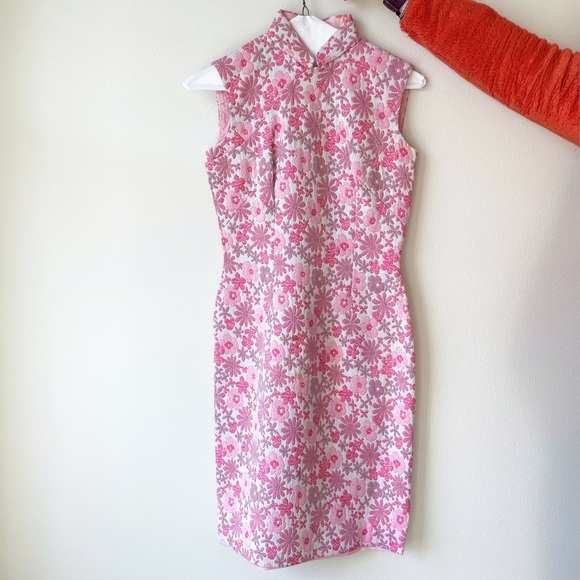 Vintage Dresses & Skirts - 60’s Pink Floral Cheongsam